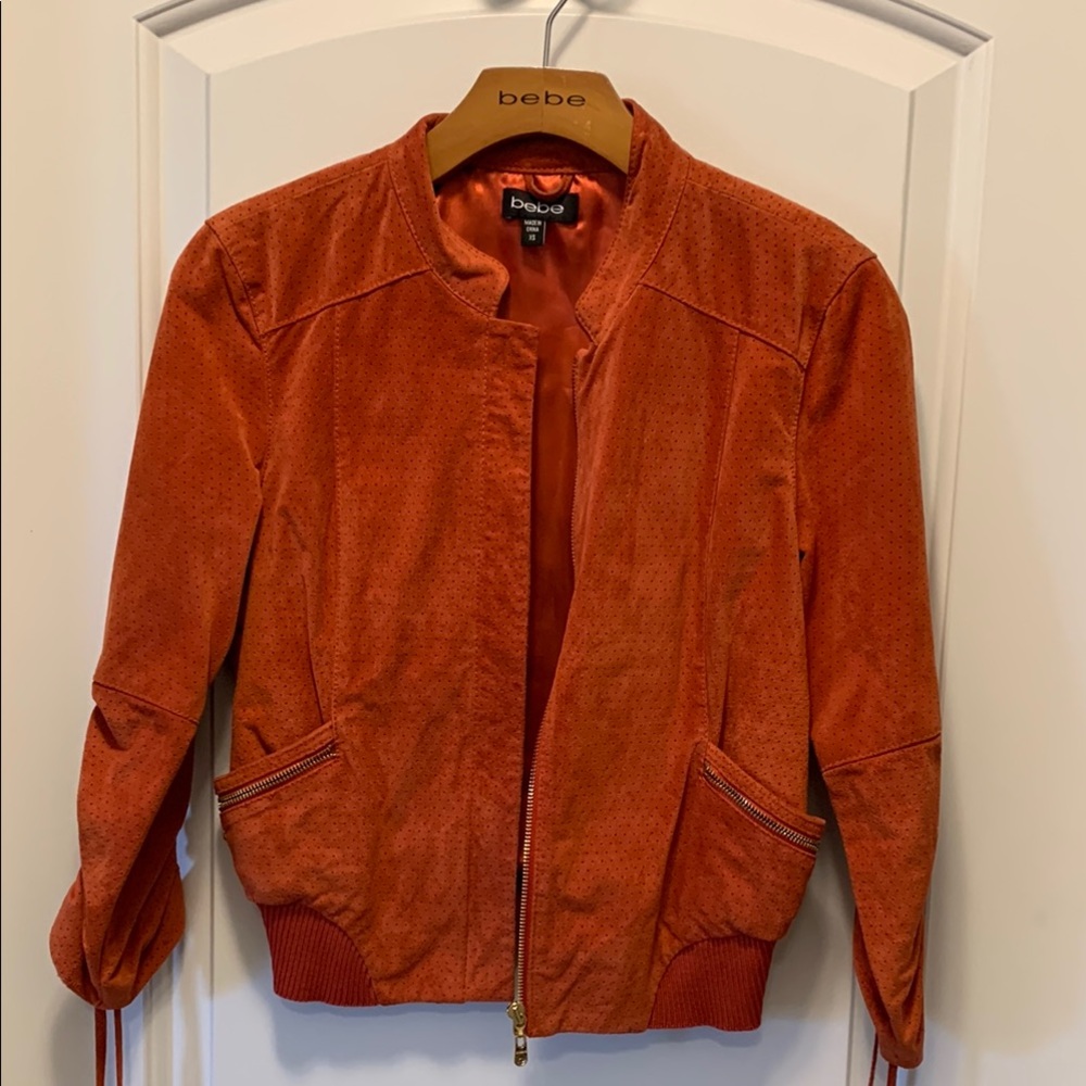 Bebe Vibrant Orange Bomber Jacket